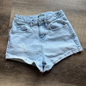 wild fable Light Blue High-Rise Distressed Denim Shorts
